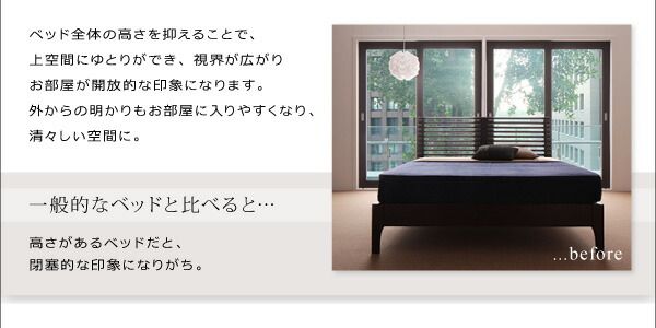スーパSALE10倍＆4時間限定10％OFF モダンデザインフロアベッド プレミアムポケットコイルマットレス付き ダブル 組立設置付