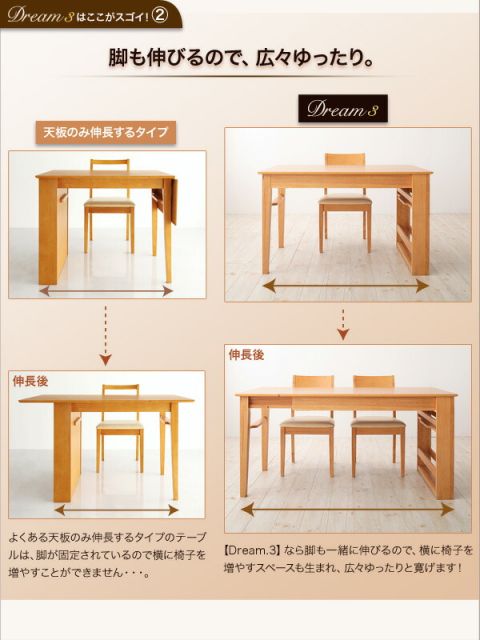 スーパSALE10倍＆4時間限定10％OFF 3段階に広がる!収納ラック付きエクステンションダイニング 4人 5点セット(テーブル+チェア4脚) W120-180 組立設置付