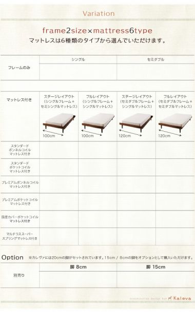スーパSALE10倍＆4時間限定10％OFF 北欧デザインベッド プレミアムボンネルコイルマットレス付き フルレイアウト シングル フレーム幅100 組立設置付