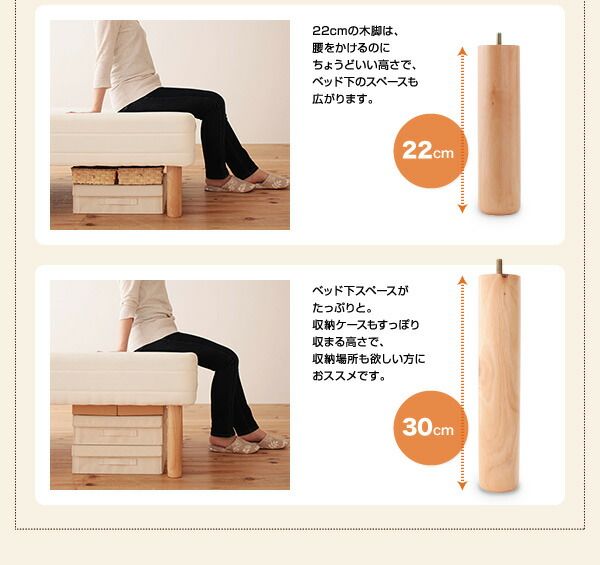 スーパSALE10倍＆4時間限定10％OFF MITAS寝具SELECT 新・移動ラクラク 分割式マットレスベッド  ボンネルコイルマットレスタイプ セミシングル 脚22cm 組立設置付