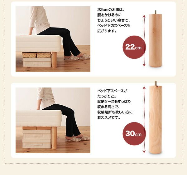 スーパSALE10倍＆4時間限定10％OFF MITAS寝具SELECT 新・移動ラクラク 分割式マットレスベッド  ポケットコイルマットレスタイプ セミダブル 脚30cm 組立設置付