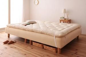 スーパSALE10倍＆4時間限定10％OFF MITAS寝具SELECT 新・移動ラクラク 分割式マットレスベッド 専用敷きパッドセット ボンネルコイルマットレスタイプ クイーン 脚30cm 組立設置付
