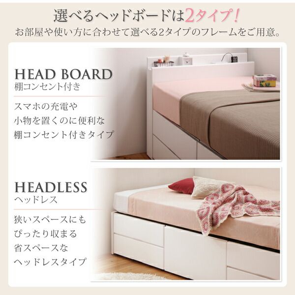 スーパSALE10倍＆4時間限定10％OFF ベッド ショート丈 収納 収納付きベッド セミシングル 大容量 一人暮らし おしゃれ コンパクト 子供 180 薄型スタンダードボンネルコイルマットレス付 ヘッドレス セミシングル ショート丈 組立設置付