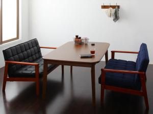 スーパSALE10倍＆4時間限定10％OFF ダイニングセット（テーブル&ソファ） ソファ&ダイニングセット 4人 3点セット(テーブル+2Pソファ2脚) W160 組立設置付