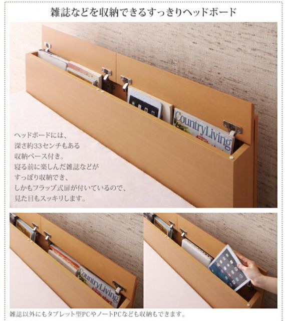 スーパSALE10倍＆4時間限定10％OFF 収納付きベッド シングルベッド セミダブルベッド 収納 収納付き 収納ベッド 大容量 収納ボックス 布団 敷き布団 マルチラススーパースプリング マットレス付き セミシングル 組立設置付