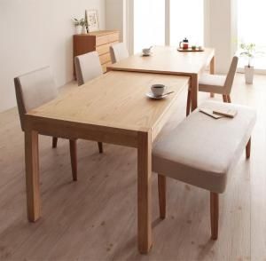 スーパSALE10倍＆4時間限定10％OFF ダイニングセット ベンチ 4人 6人 ダイニングテーブル 伸縮 伸縮テーブル 伸長 カバーリング カバー 6点セット(テーブル+チェア4脚+ベンチ1脚) 幅135-235 組立設置付