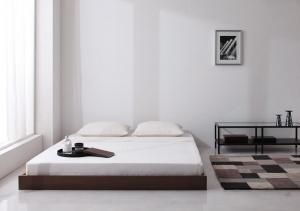 シンプルデザイン/ヘッドボードレスフロアベッド プレミアムボンネルコイルマットレス付き シングル 組立設置付