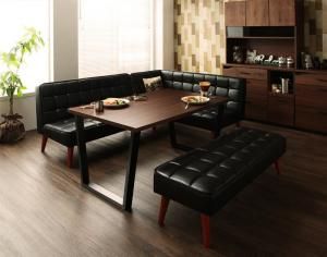 スーパSALE10倍＆4時間限定10％OFF ヴィンテージスタイル・リビングダイニングセット 4人 4点セット(テーブル+ソファ1脚+アームソファ1脚+ベンチ1脚) 右アーム W120 組立設置付