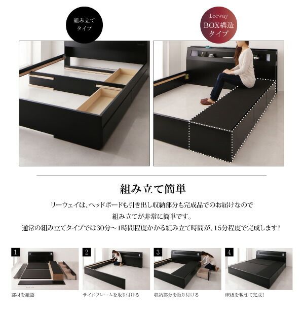 スーパSALE10倍＆4時間限定10％OFF モダンデザイン・キングサイズ収納ベッド ベッドフレームのみ キング(K×1) 組立設置付