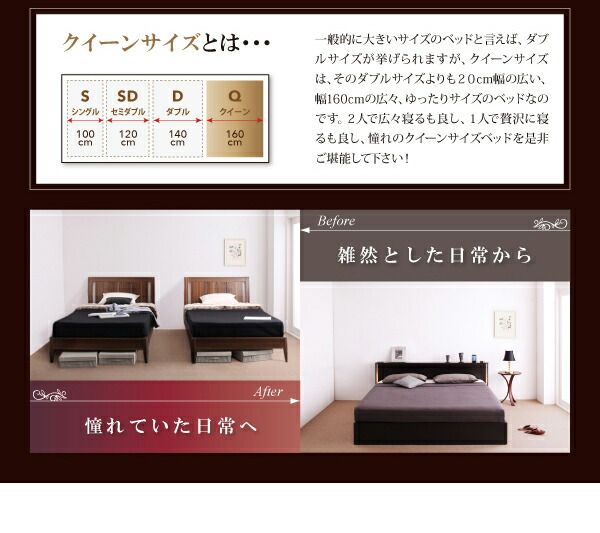 スーパSALE10倍＆4時間限定10％OFF モダンデザイン・大型サイズ収納ベッド  プレミアムボンネルコイルマットレス付き クイーン(Q×1) 組立設置付