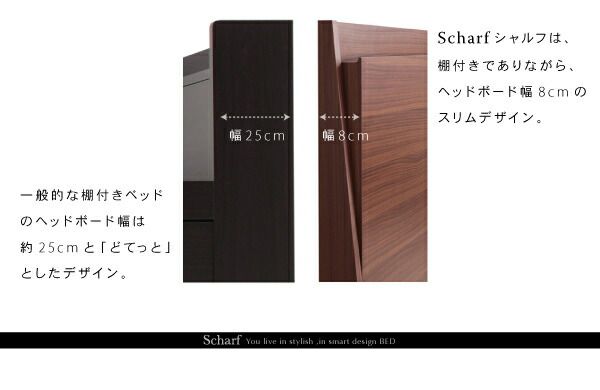 スーパSALE10倍＆4時間限定10％OFF 棚・コンセント付きスリムデザイン収納ベッド 羊毛入りゼルトスプリングマットレス付き ダブル 組立設置付