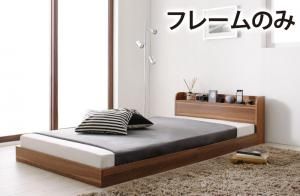 スーパSALE10倍＆4時間限定10％OFF ショート丈棚・コンセント付きフロアベッド ベッドフレームのみ セミシングル ショート丈 組立設置付