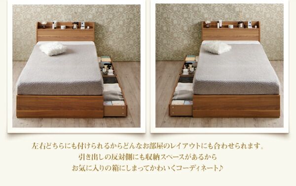 スーパSALE10倍＆4時間限定10％OFF ショート丈 棚・コンセント付き収納ベッド スタンダードボンネルコイルマットレス付き シングル ショート丈 組立設置付