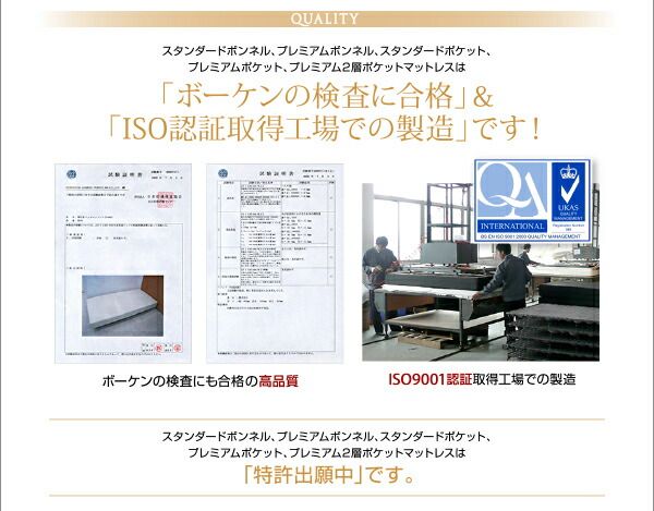 スーパSALE10倍＆4時間限定10％OFF モダンデザインベッド プレミアム2層ポケットコイルマットレス付き クイーン(Q×1） 組立設置付