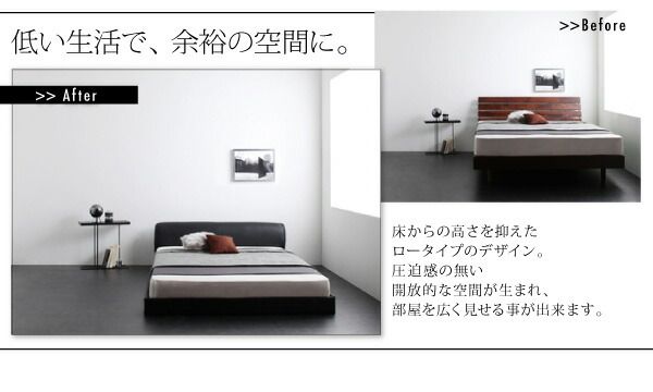 スーパSALE10倍＆4時間限定10％OFF ソフトレザーフロアベッド マルチラススーパースプリングマットレス付き ダブル 組立設置付