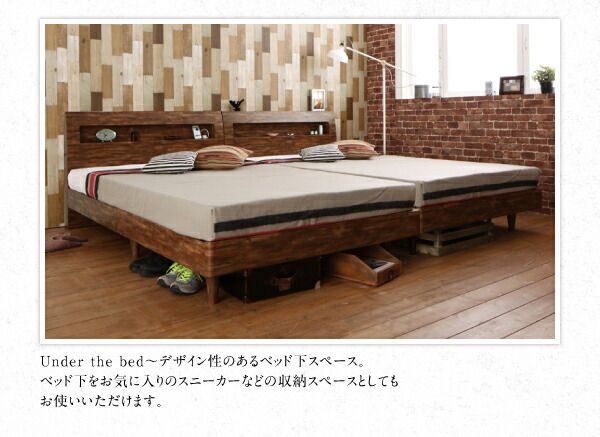スーパSALE10倍＆4時間限定10％OFF 棚・コンセント付デザインすのこベッド マルチラススーパースプリングマットレス付き セミダブル 組立設置付