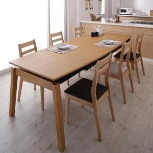 スーパSALE10倍＆4時間限定10％OFF 天然木オーク材 スライド伸縮式ダイニングセット 6人 7点セット(テーブル+チェア6脚) W140-240 組立設置付