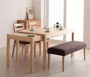 スーパSALE10倍＆4時間限定10％OFF 最大235cm スライド伸縮テーブル ダイニングセット 4人 4点セット(テーブル+チェア2脚+ベンチ1脚) W135-235 組立設置付