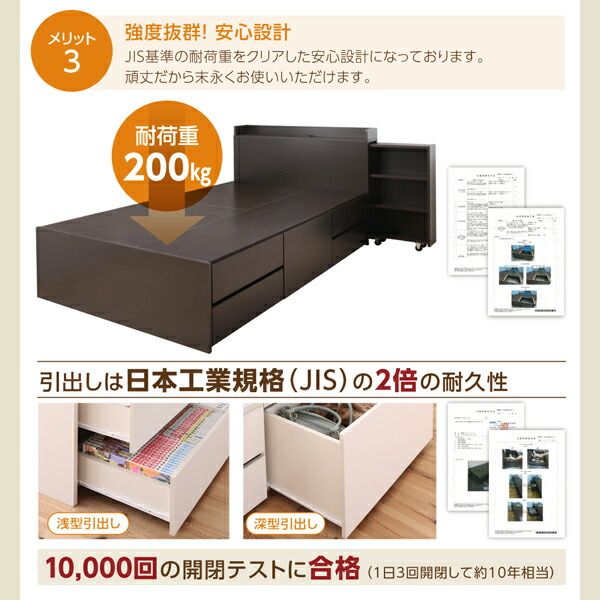 スーパSALE10倍＆4時間限定10％OFF ベッド 収納付きベッド マットレス付き 収納 収納付 収納ベッド コンセント付 大容量 収納ボックス 引き出し キャスター付き 収納家具 本棚 薄型スタンダードボンネルコイルマットレス付 セミダブル レギュラー丈 組立設置付