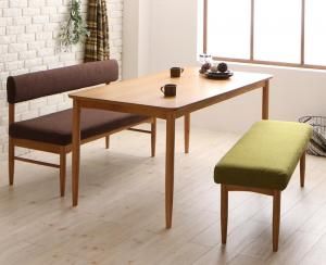 スーパSALE10倍＆4時間限定10％OFF 北欧スタイル カバーリングダイニング 4人 3点セット(テーブル+ベンチ1脚+背付ベンチ1脚) W150 組立設置付