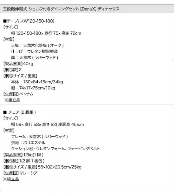 スーパSALE10倍＆4時間限定10％OFF ダイニングテーブル 三段階伸縮式 シェルフ付きダイニングシリーズ ダイニングテーブル単品 W120-180 組立設置付