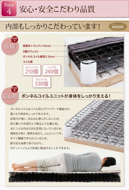 スーパSALE10倍＆4時間限定10％OFF MITAS寝具SELECT ショート丈分割式 脚付きマットレスベッド ボンネル お買い得ベッドパッド・シーツは別売り セミシングル ショート丈 脚30cm 組立設置付