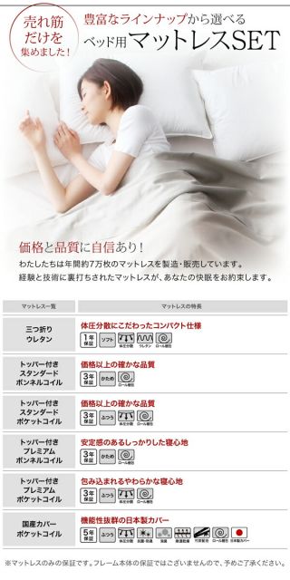 スーパSALE10倍＆4時間限定10％OFF 棚・コンセント付き収納ベッド 国産カバーポケットコイルマットレス付き ダブル 組立設置付