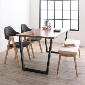 スーパSALE10倍＆4時間限定10％OFF ダイニングセット（テーブル&ベンチ チェア） 古木風×スチール脚ナチュラルモダンデザインダイニング 4人 4点セット(テーブル+チェア2脚+ベンチ1脚) NA W150 組立設置付