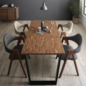 スーパSALE10倍＆4時間限定10％OFF ダイニングセット（テーブル&チェア） 古木風×スチール脚ナチュラルモダンデザインダイニング 4人 5点セット(テーブル+チェア4脚) WBR W150 組立設置付