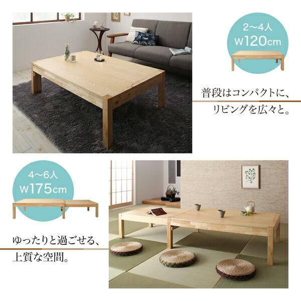 スーパSALE10倍＆4時間限定10％OFF 機能系テーブル スライド伸縮 エクステンションリビングテーブル W120-200 組立設置付