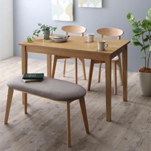 スーパSALE10倍＆4時間限定10％OFF 北欧テイスト ダイニング 4点セット(テーブル+チェア2脚+ベンチ1脚) ナチュラル W115 組立設置付