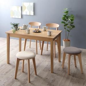 スーパSALE10倍＆4時間限定10％OFF 北欧テイスト ダイニング 5点セット(テーブル+チェア2脚＋スツール2脚) ナチュラル W115 組立設置付