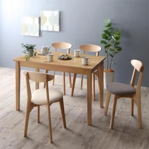 スーパSALE10倍＆4時間限定10％OFF 北欧テイスト ダイニング 5点セット(テーブル+チェア4脚) ナチュラル W115 組立設置付