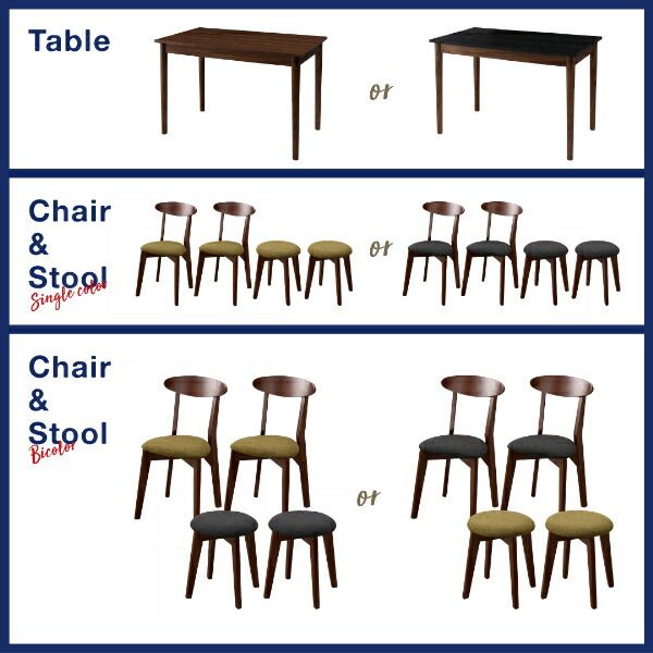 スーパSALE10倍＆4時間限定10％OFF ダイニングセット（テーブル&チェア スツール） カフェ ヴィンテージ ダイニング 4人 5点セット(テーブル+チェア2脚＋スツール2脚) ブラック×ブラウン W115 組立設置付