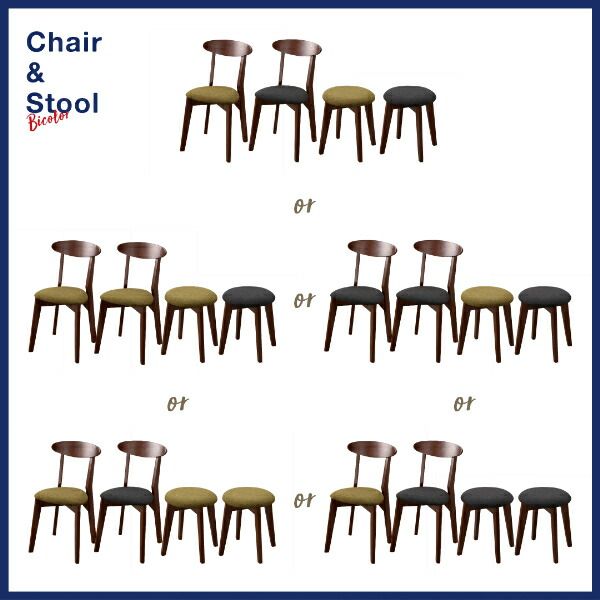 スーパSALE10倍＆4時間限定10％OFF ダイニングセット（テーブル&チェア スツール） カフェ ヴィンテージ ダイニング 4人 5点セット(テーブル+チェア2脚＋スツール2脚) ブラック×ブラウン W115 組立設置付