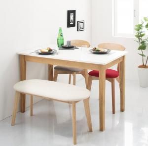 スーパSALE10倍＆4時間限定10％OFF ベンチ ダイニングベンチ モダンデザインダイニングシリーズ ベンチ単品 ホワイト×ナチュラル 2P 組立設置付