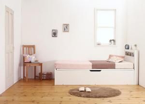 収納付きベッド シングルベッド セミダブルベッド 収納 収納付き 収納ベッド 大容量 収納ボックス 布団 敷き布団 薄型プレミアムポケットコイルマットレス付き セミシングル ショート丈 深さグランド 組立設置付