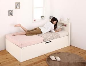 スーパSALE10倍＆4時間限定10％OFF 収納付きベッド シングルベッド セミダブルベッド 収納 収納付き 収納ベッド 大容量 収納ボックス 布団 敷き布団 薄型抗菌国産ポケットコイルマットレス付き セミシングル ショート丈 深さグランド 組立設置付