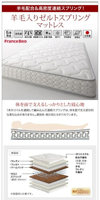 スーパSALE10倍＆4時間限定10％OFF 収納付きベッド シングルベッド セミダブルベッド 収納 収納付き 収納ベッド 大容量 収納ボックス 布団 敷き布団 羊毛入りゼルトスプリングマットレス付き 縦開き シングル 深さレギュラー 組立設置付