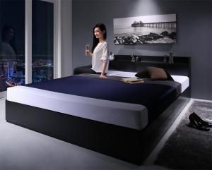 スーパSALE10倍＆4時間限定10％OFF 棚・コンセント付収納ベッド マルチラススーパースプリングマットレス付き ダブル 組立設置付
