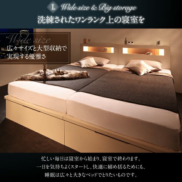 スーパSALE10倍＆4時間限定10％OFF 収納付きベッド シングルベッド セミダブルベッド 収納 収納付き 収納ベッド 大容量 収納ボックス 布団 敷き布団 ベッドフレームのみ クイーン(SS×2) 深さグランド 組立設置付