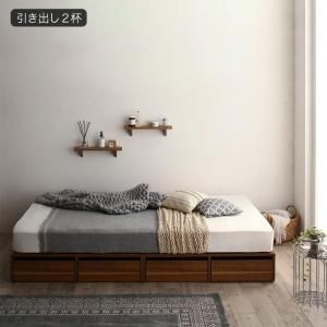 スーパSALE10倍＆4時間限定10％OFF 選べる引出収納付きシンプルデザインローベッド スタンダードボンネルコイルマットレス付き 引き出し2杯 セミダブル 組立設置付