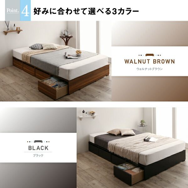 スーパSALE10倍＆4時間限定10％OFF 選べる引出収納付きシンプルデザインローベッド スタンダードボンネルコイルマットレス付き 引き出しなし シングル 組立設置付