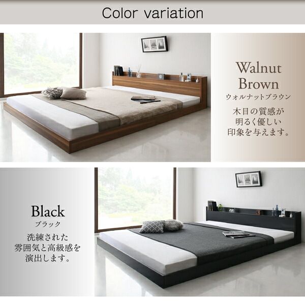 棚・コンセント付き大型フロアベッド プレミアムボンネルコイルマットレス付き シングル 組立設置付