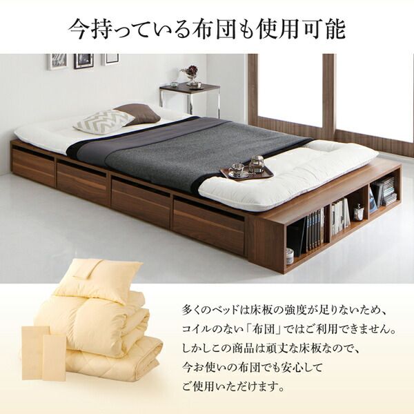 スーパSALE10倍＆4時間限定10％OFF 衣装ケースも入る大容量デザイン収納ロングサイズベッド 引き出し4杯 シングル ロング丈 組立設置付