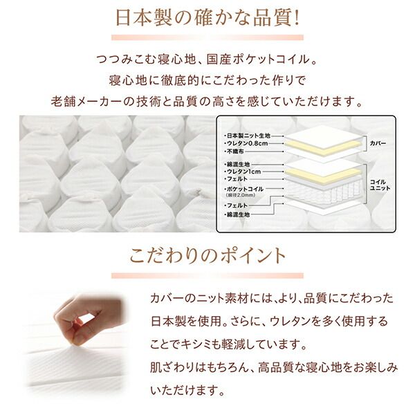 スーパSALE10倍＆4時間限定10％OFF MITAS寝具SELECT 素材・色が選べる 脚付きマットレスベッド 国産ポケットコイルマットレス ポリエステル素材カバーリングセット ダブル 30cm脚 組立設置付