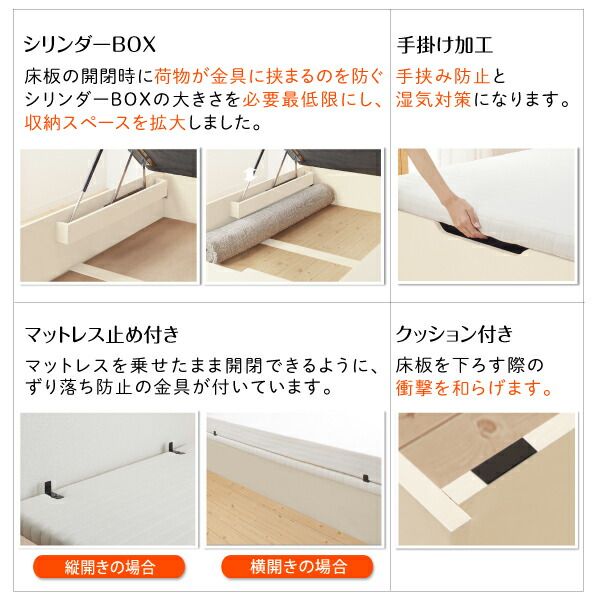 スーパSALE10倍＆4時間限定10％OFF すのこベッド すのこ ベッド シングルベッド ベッドフレーム ベット 収納 収納付き 収納ベッド 跳ね上げ 跳ね上げベッド 薄型スタンダードボンネルコイルマットレス付き 横開き セミダブル 深さラージ 組立設置付