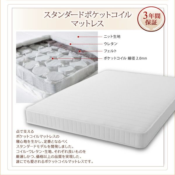 スーパSALE10倍＆4時間限定10％OFF すのこ構造 脚付きマットレス ボトムファミリーベッド スタンダードポケットコイルマットレス付き クイーン(SS×2) 組立設置付