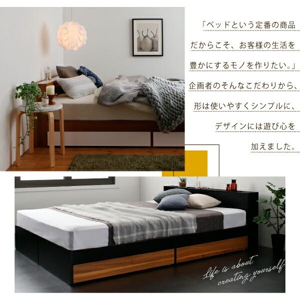スーパSALE10倍＆4時間限定10％OFF 棚・コンセント付き収納ベッド プレミアムポケットコイルマットレス付き ダブル 組立設置付