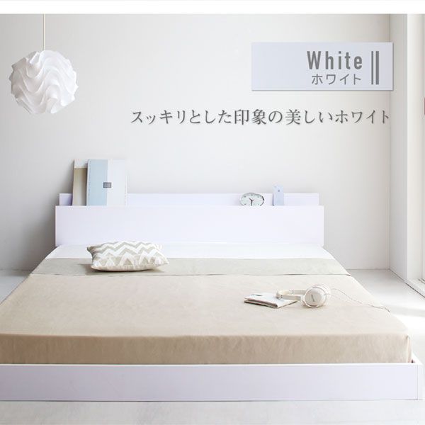 棚・コンセント付きフロアベッド プレミアムボンネルコイルマットレス付き シングル 組立設置付